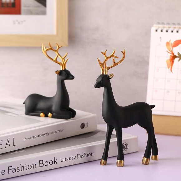 8 Pcs Christmas Black Standing Deer Figurines Decoration for Home Living - Picture 2 of 7
